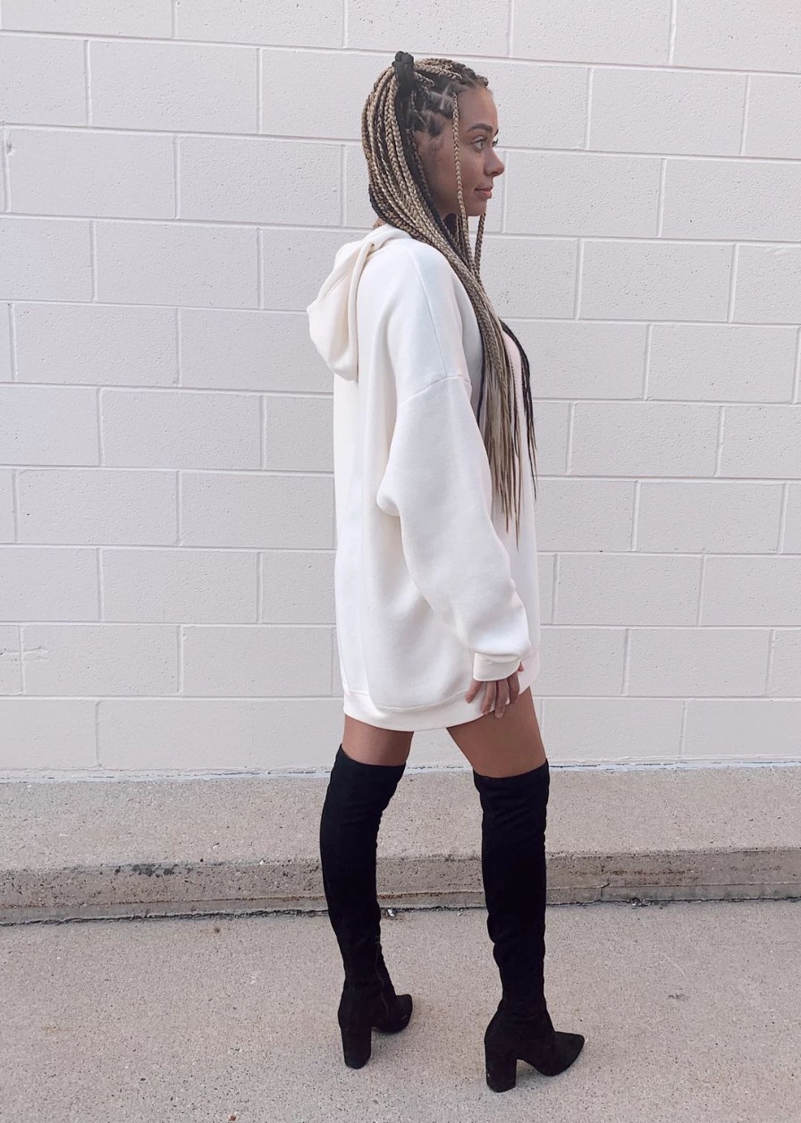 Tops * | Project Social T Sweaters & Sweatshirts Ariana Hoodie Dress Cream