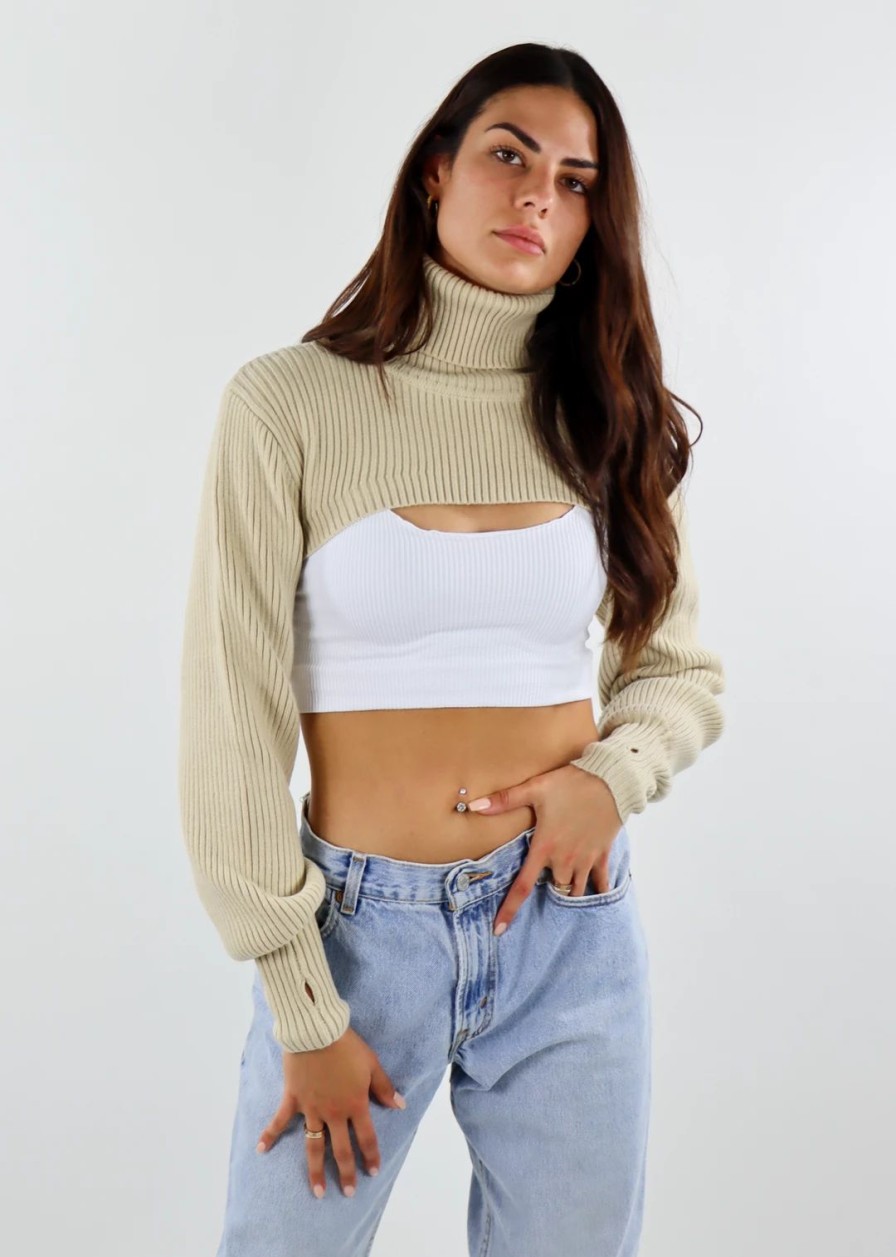 Tops * | Bailey Rose Stay With Me Sweater Beige Tops