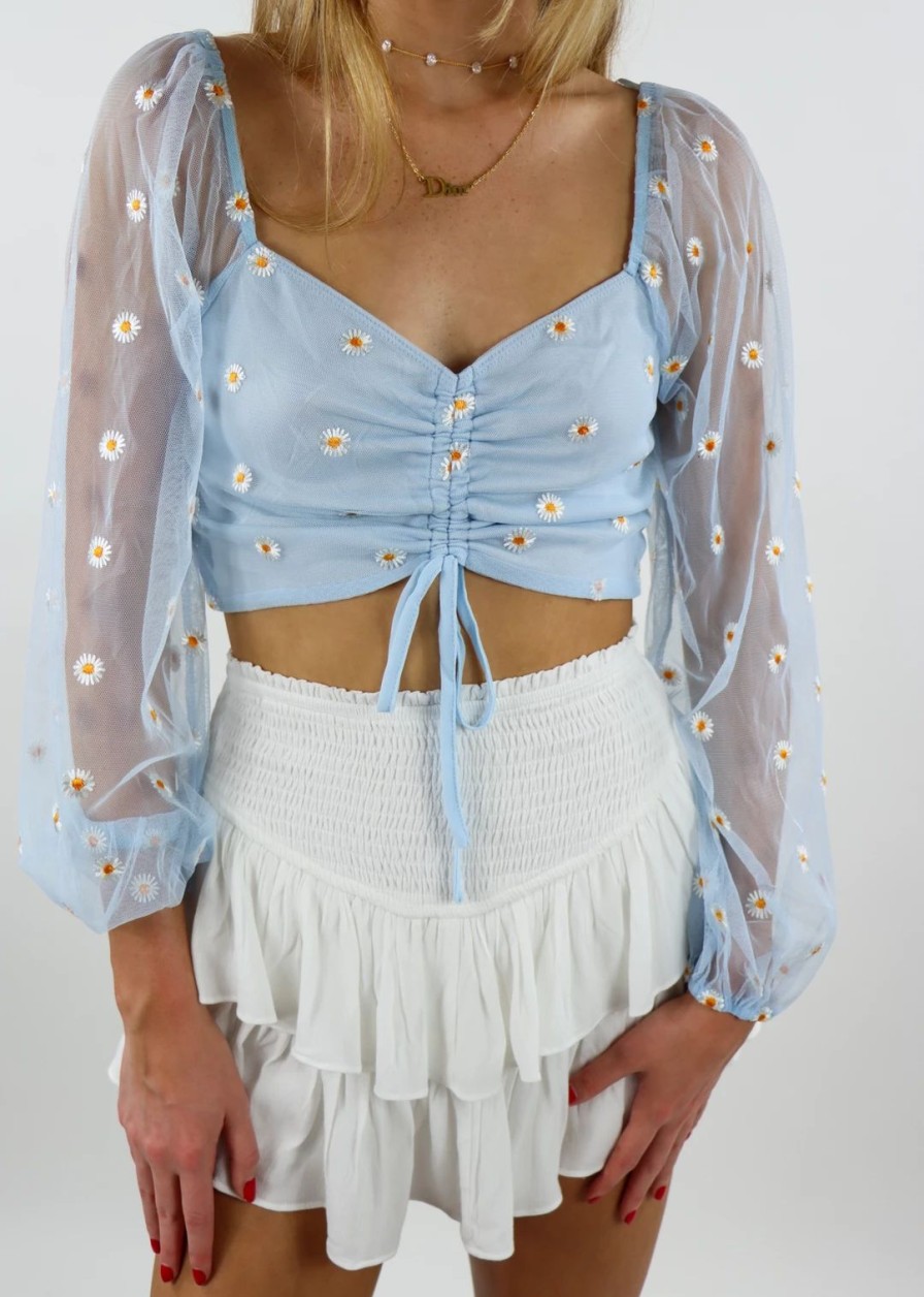 Tops * | Le Lis Set You Free Top Baby Blue