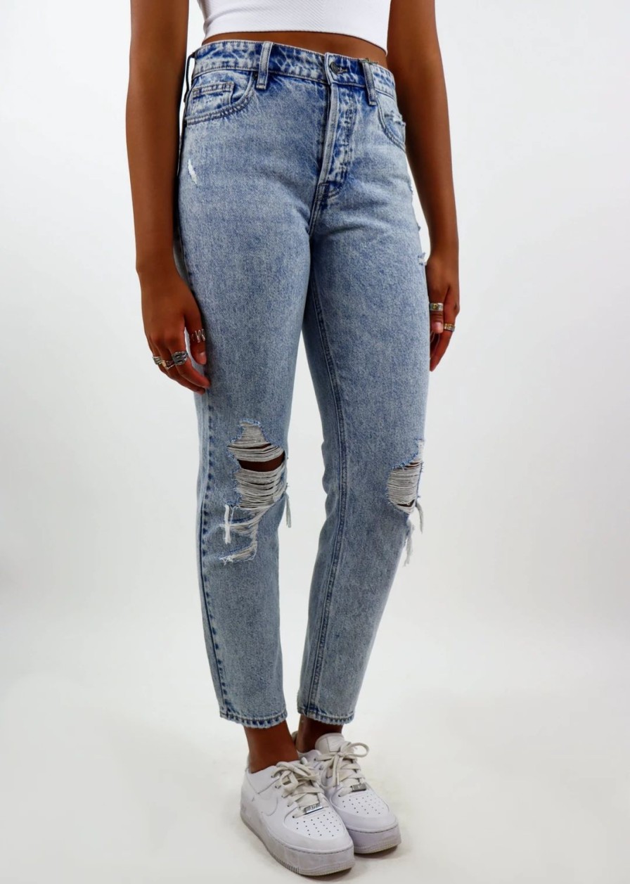 Bottoms * | Hidden Jeans Night Changes Boyfriend Jeans Acid Wash Bottoms