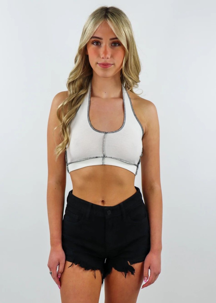 Tops * | Bailey Rose Tops Best Friend Halter Top White