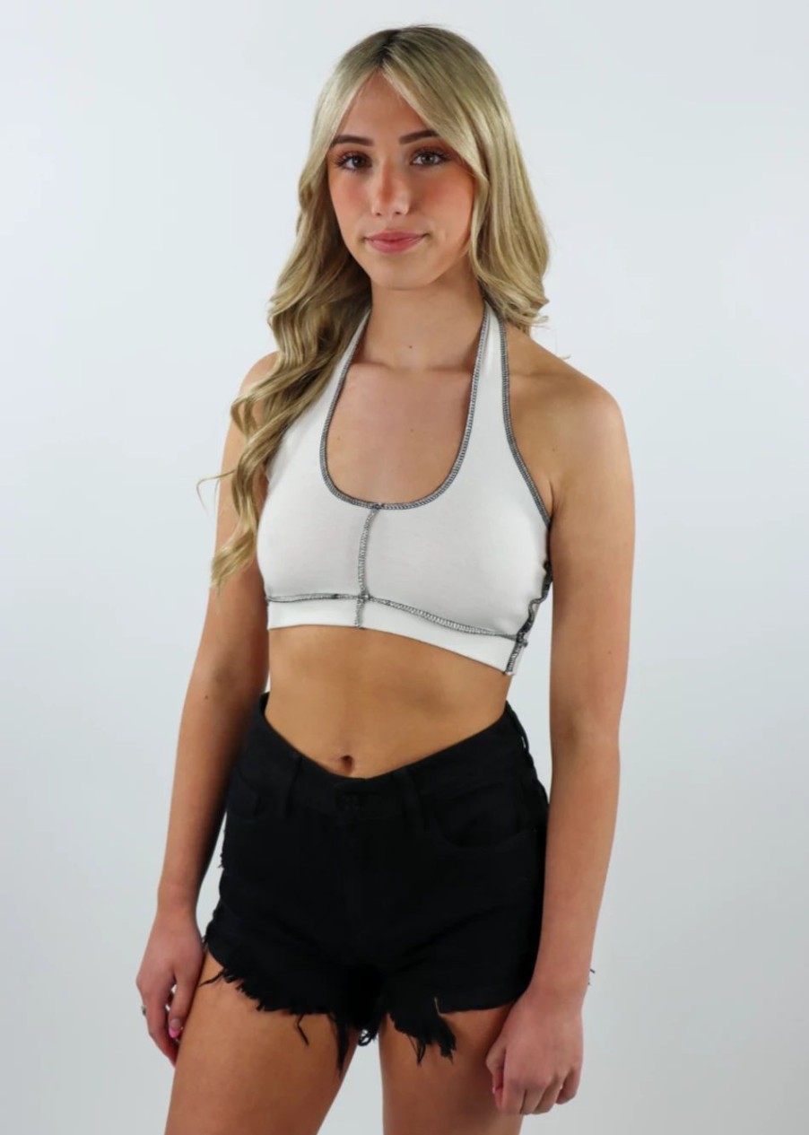 Tops * | Bailey Rose Tops Best Friend Halter Top White