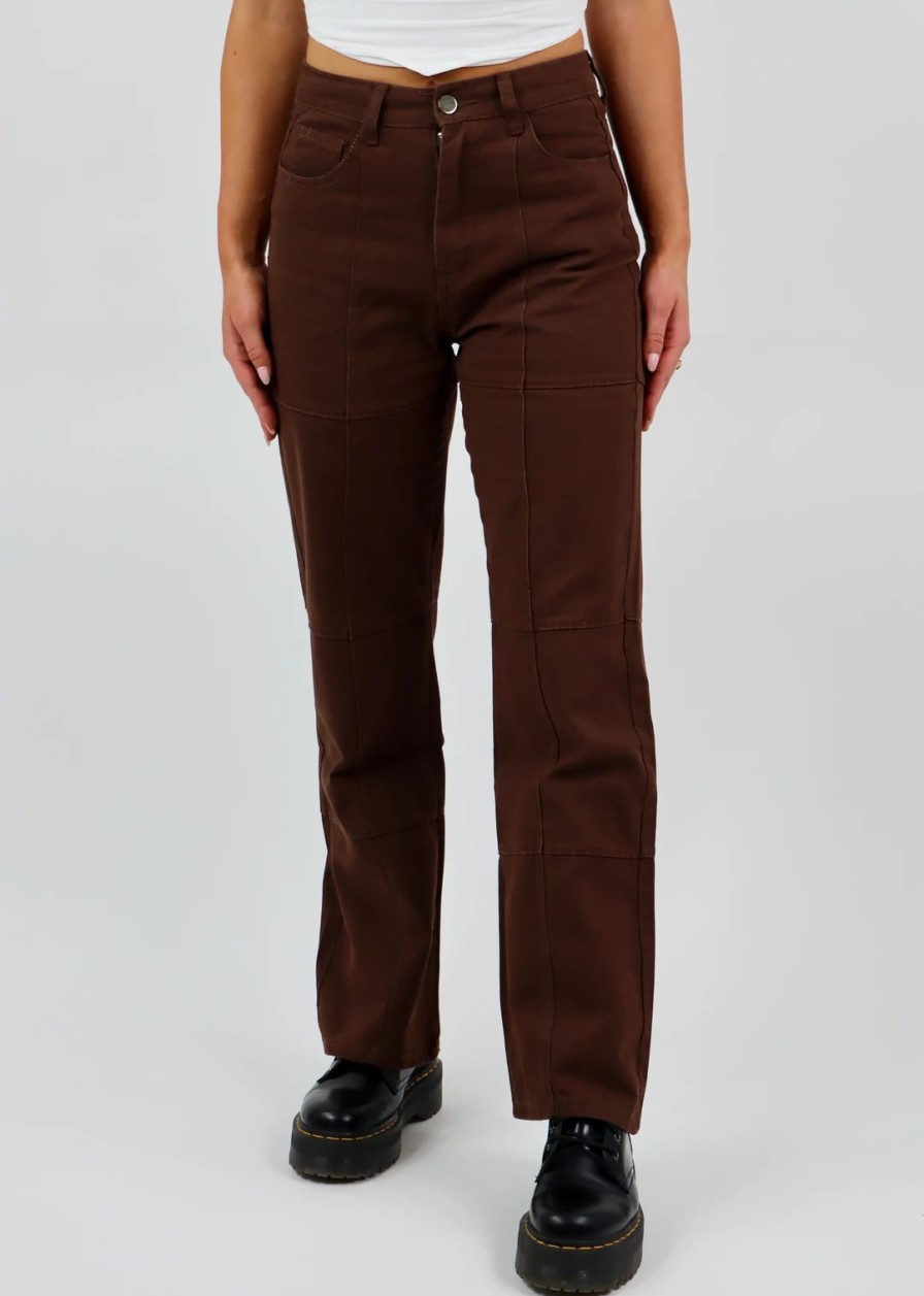 Bottoms * | Bailey Rose Happy For Me Pants Brown Bottoms