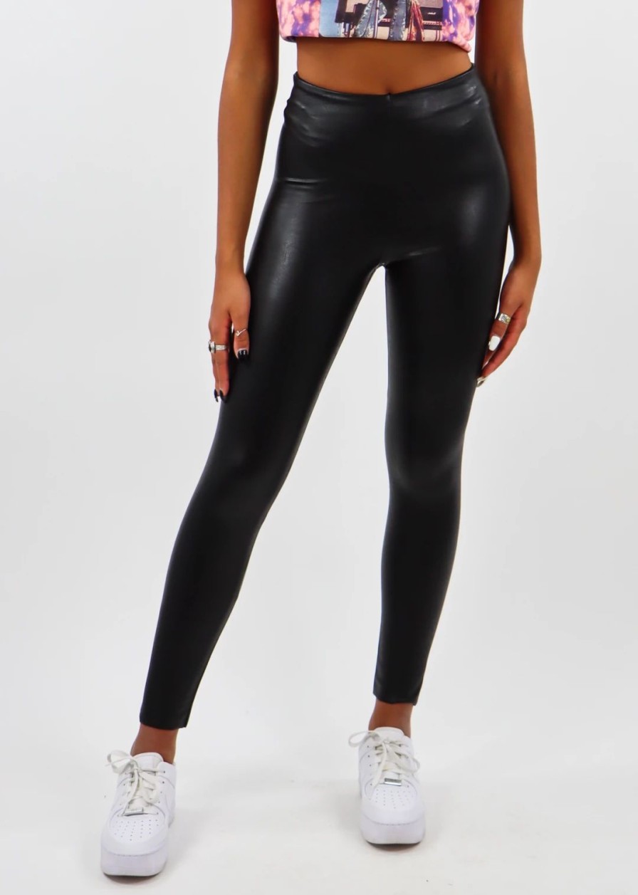 Edits * | Vintage Havana Wild For The Night Leather Leggings Black Bottoms