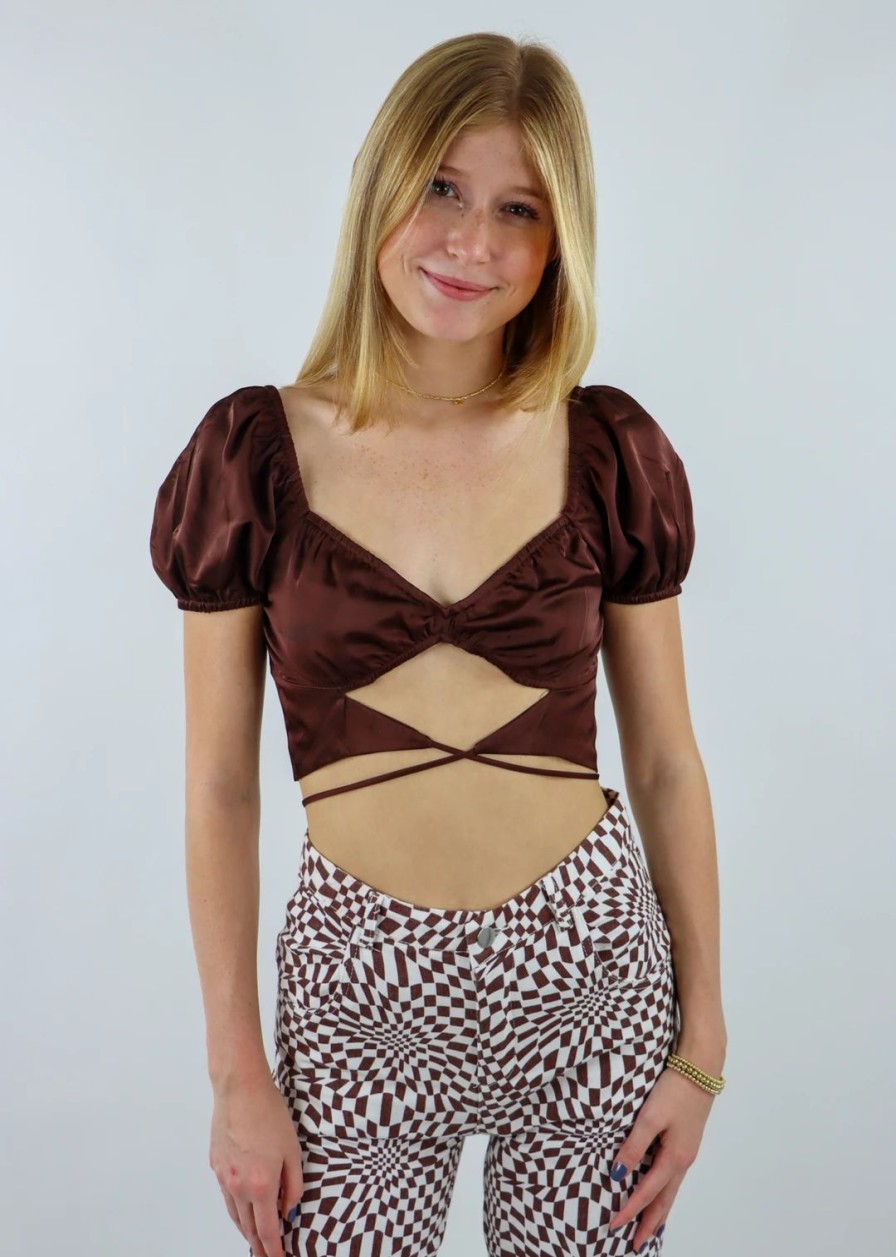 Tops * | Cotton Candy Deja Vu Top Brown Tops