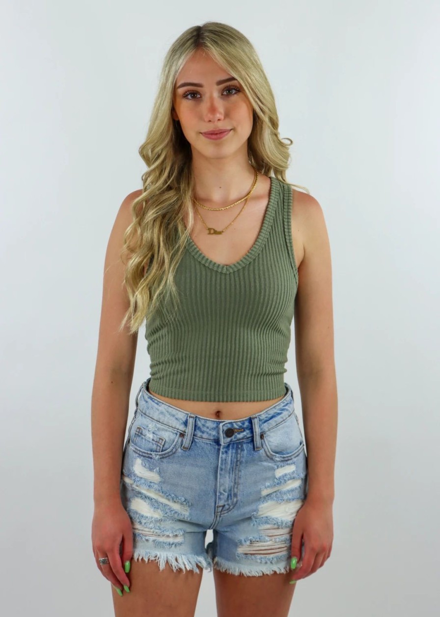 Tops * | Hyfve Kiss You Tank Olive