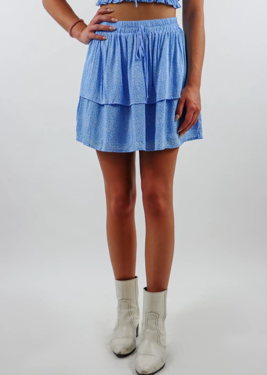 Edits * | Bailey Rose Dumb Love Skirt Baby Blue Floral