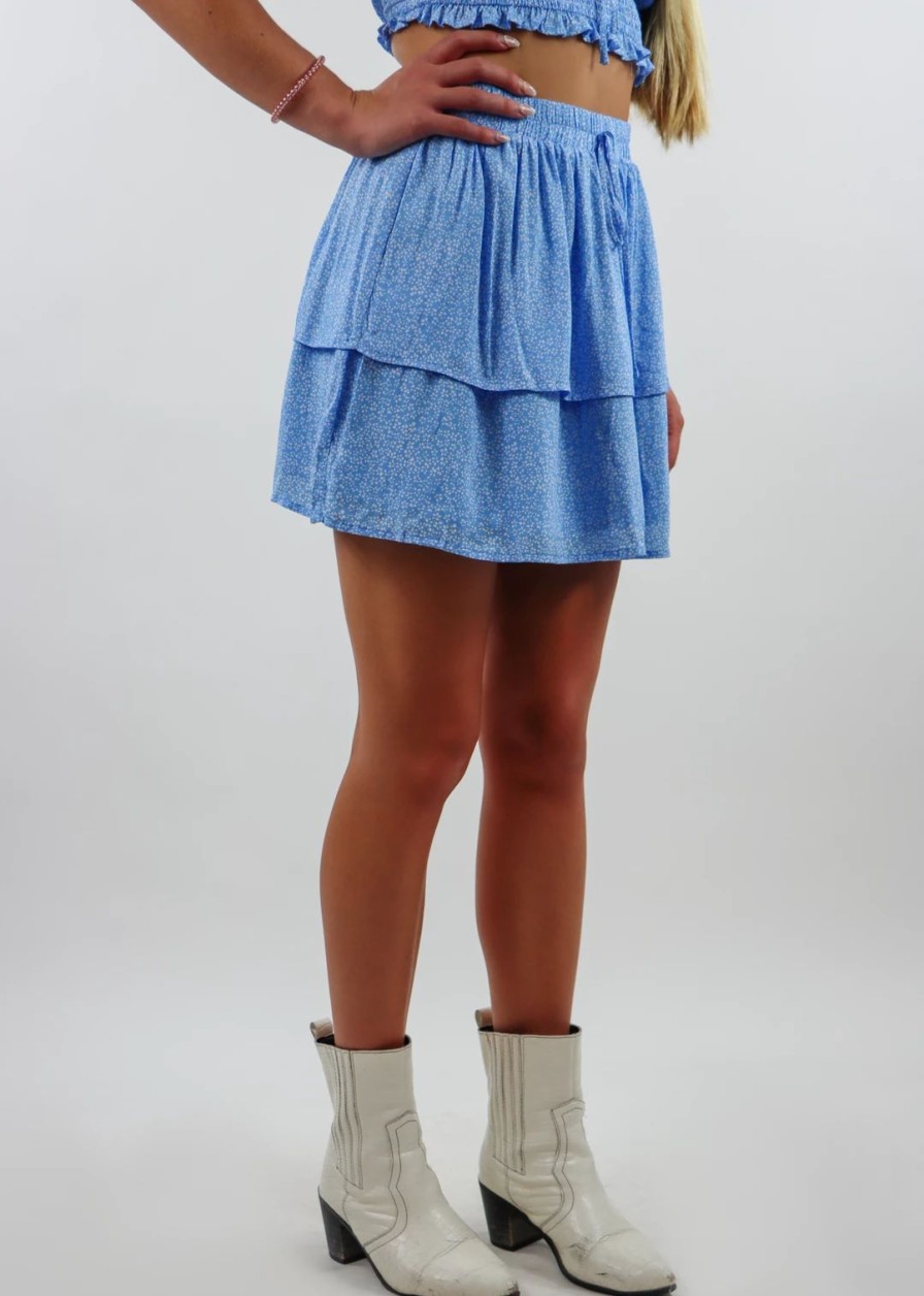 Edits * | Bailey Rose Dumb Love Skirt Baby Blue Floral