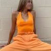 Tops * | Stevenella Don'T Go Yet Halter Top Neon Orange