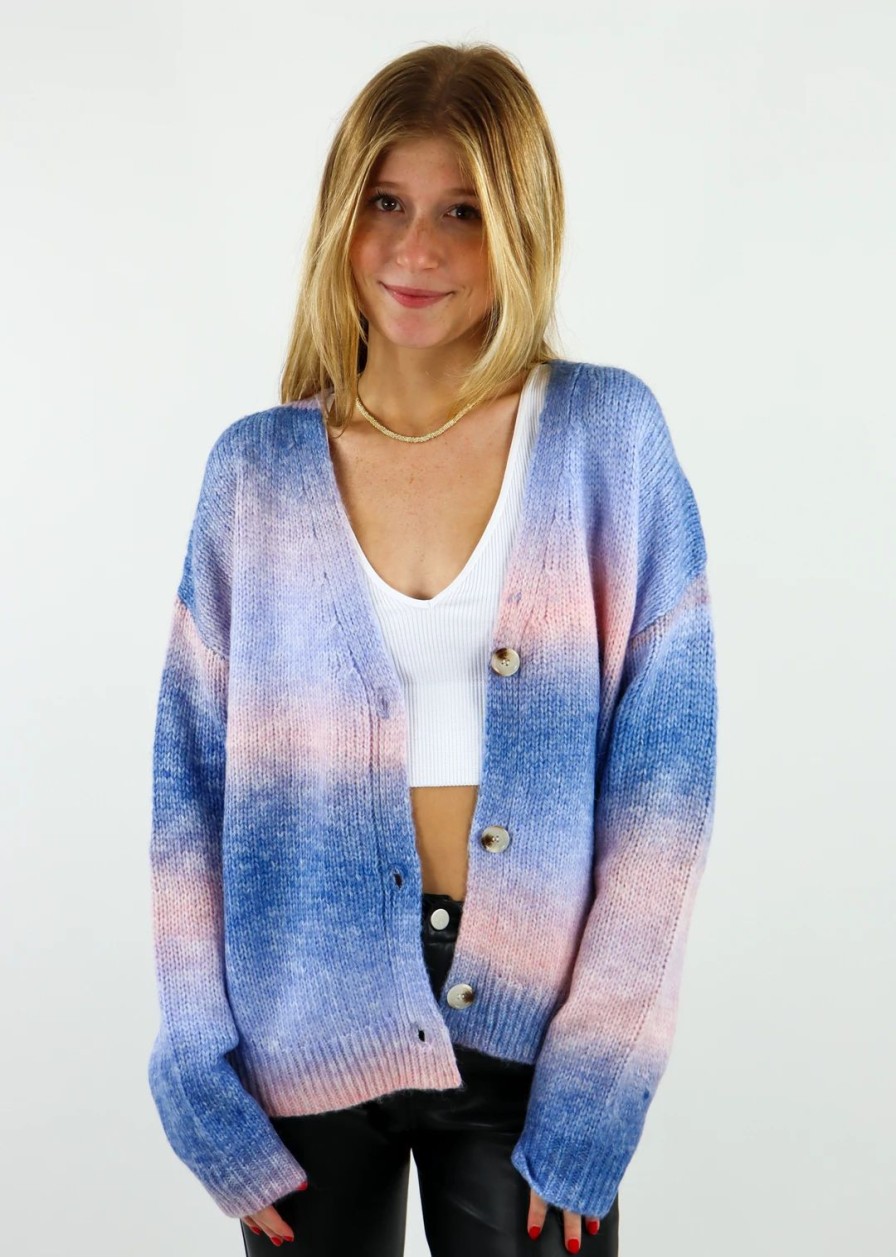 Tops * | Hem & Thread Tops Glad You Exist Sweater Pink & Blue