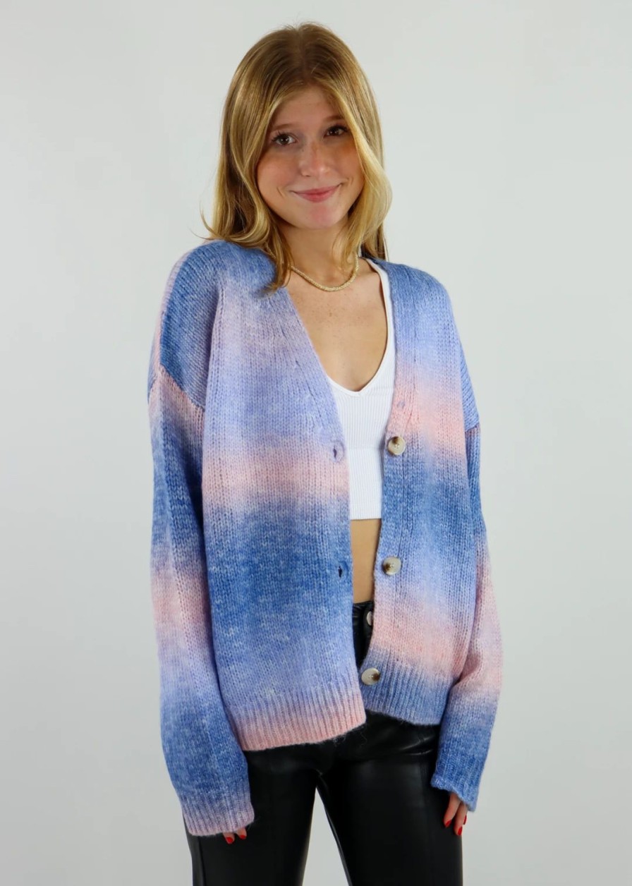 Tops * | Hem & Thread Tops Glad You Exist Sweater Pink & Blue