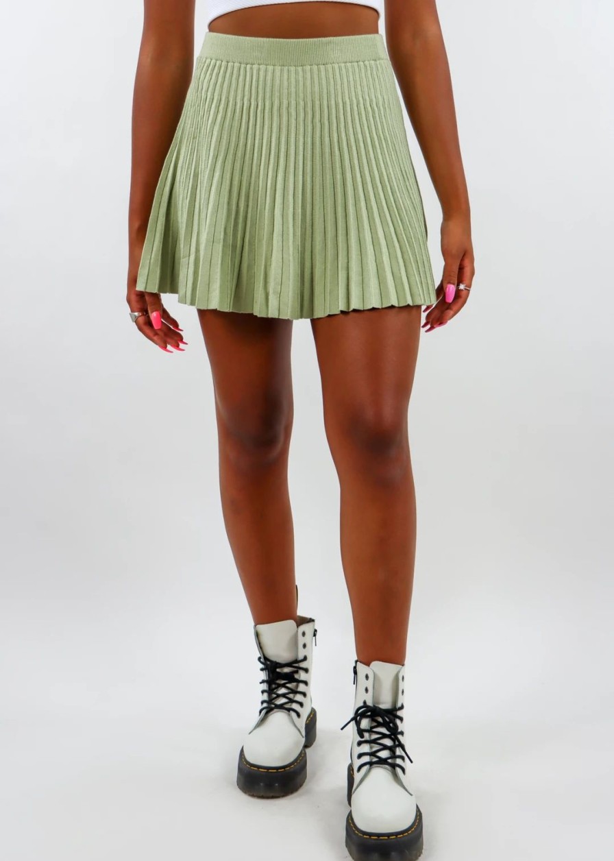 Newness * | Blue Blush All I Know Knit Tennis Skirt Pistachio Newness