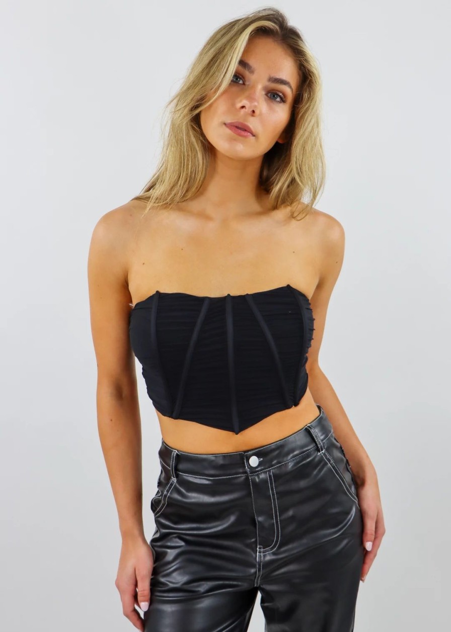 Tops * | Tic Toc Tops Gonna Get This Corset Top Black