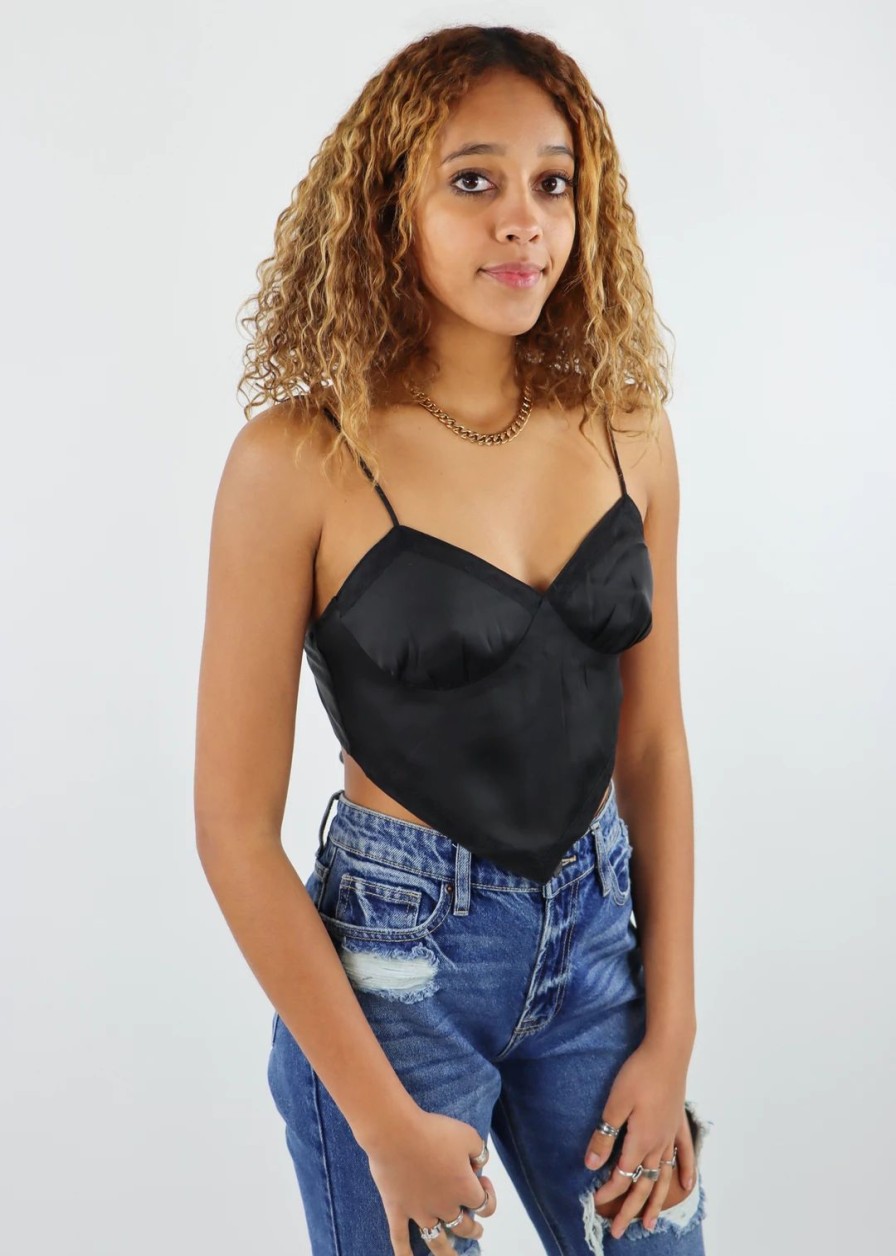 Tops * | Cotton Candy Moon And Stars Top Black Tops