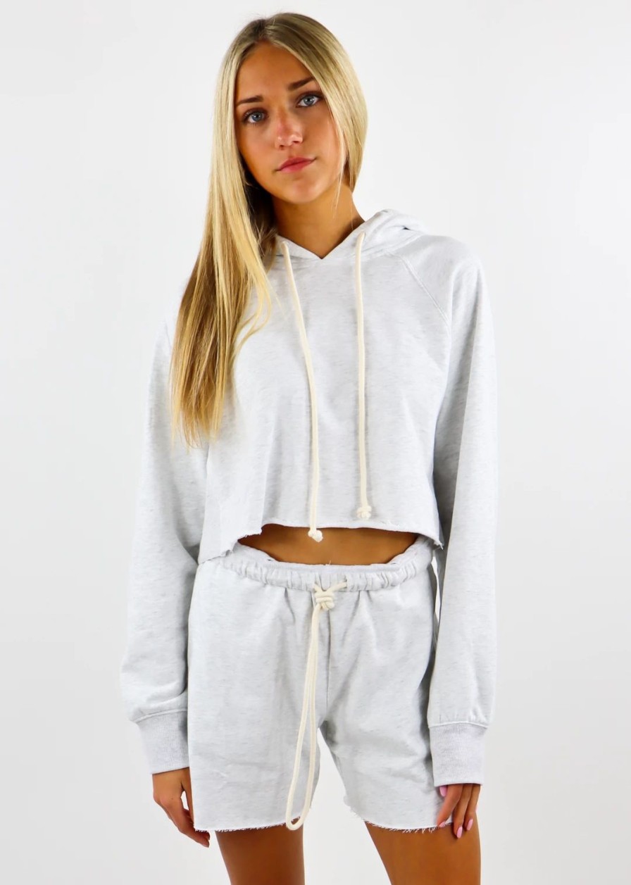 Tops * | Cotton Candy Tops Better Together Cropped Hoodie Grey