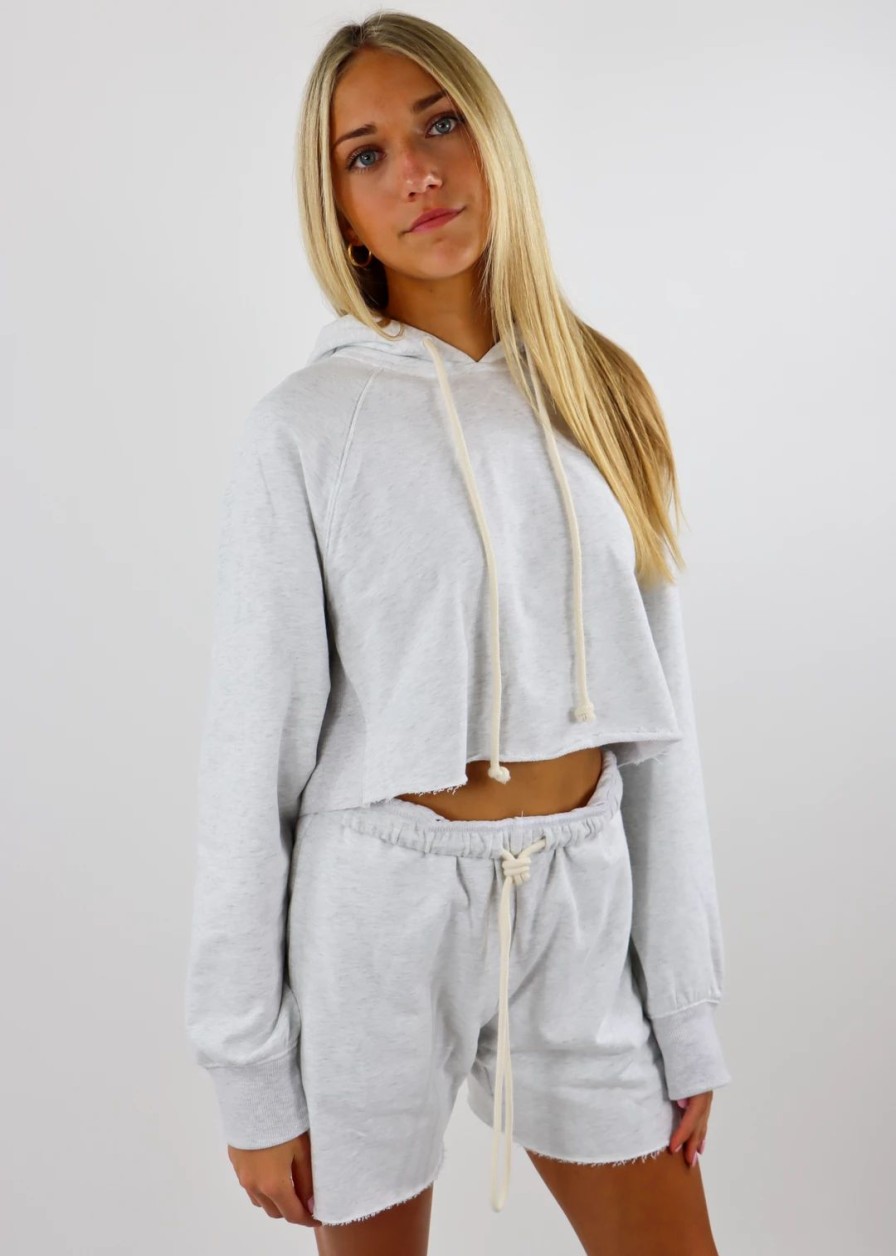 Tops * | Cotton Candy Tops Better Together Cropped Hoodie Grey