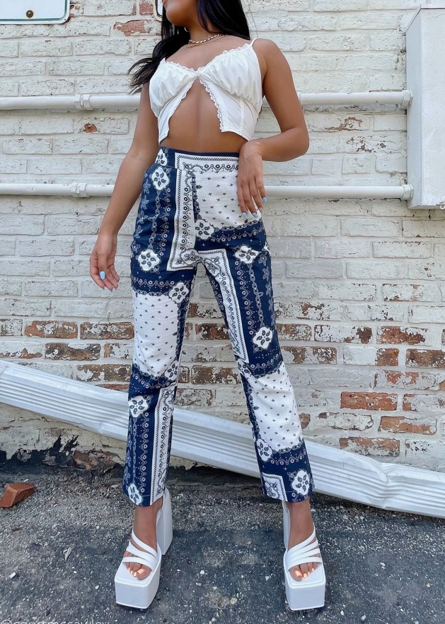 Edits * | Bailey Rose Old Town Road Pants Navy And White