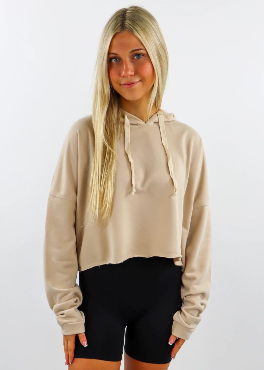 Tops * | Hyfve Back Home Cropped Sweatshirt Tan Tops