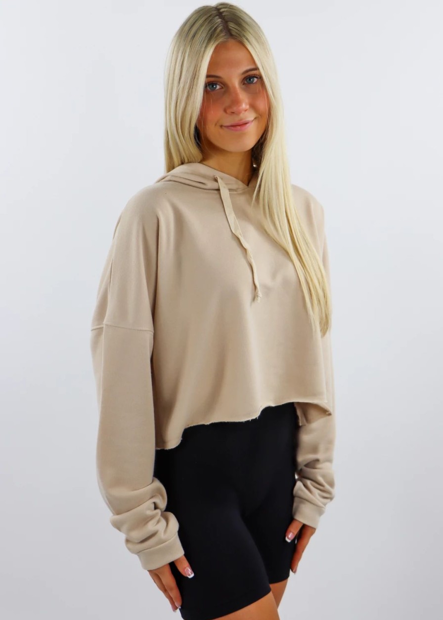 Tops * | Hyfve Back Home Cropped Sweatshirt Tan Tops