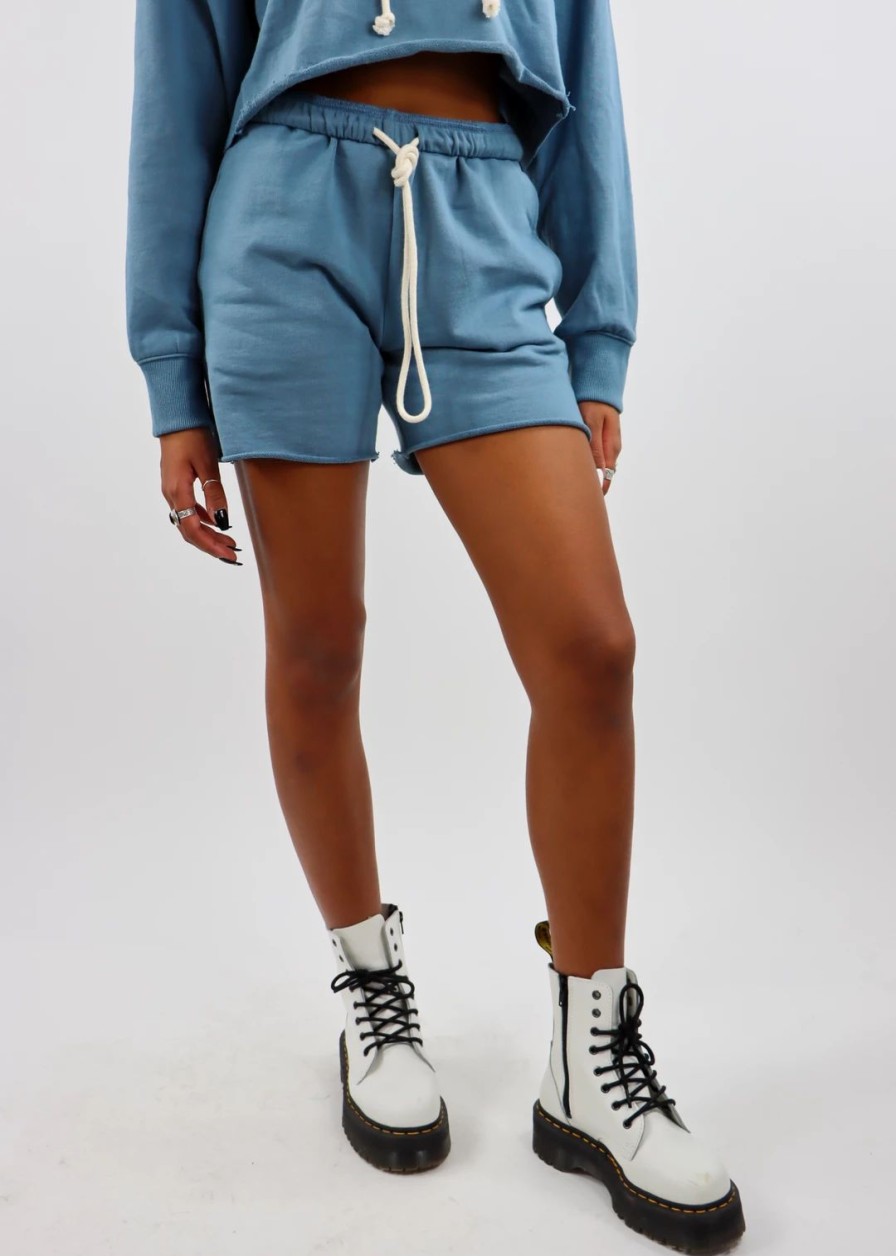 Bottoms * | Cotton Candy Bottoms Better Together Sweat Shorts Dusty Blue