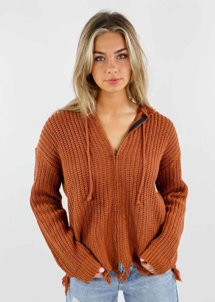 Tops * | Hem & Thread The Last Time Hoodie Mocha