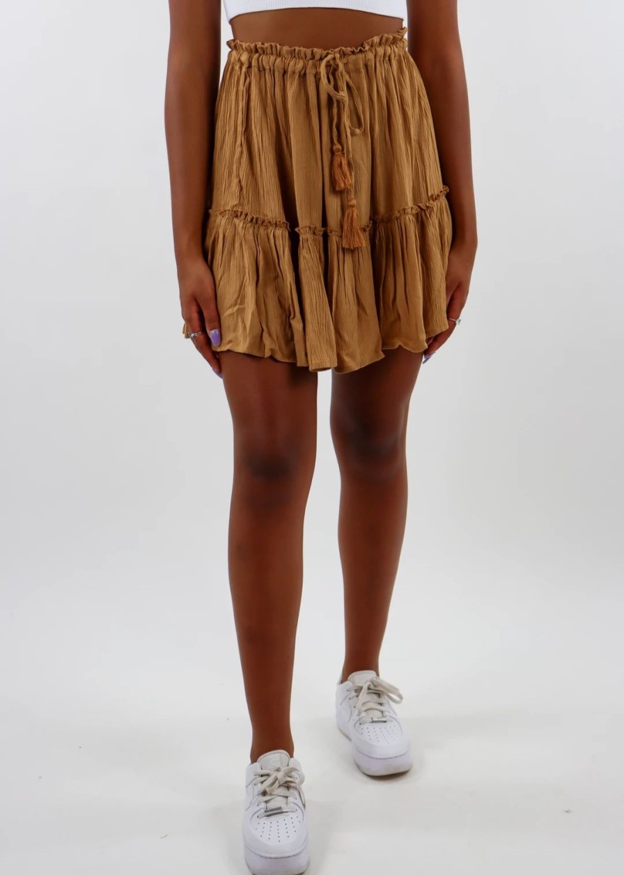 Bottoms * | Elan Favorite Crime Skirt Mocha Bottoms