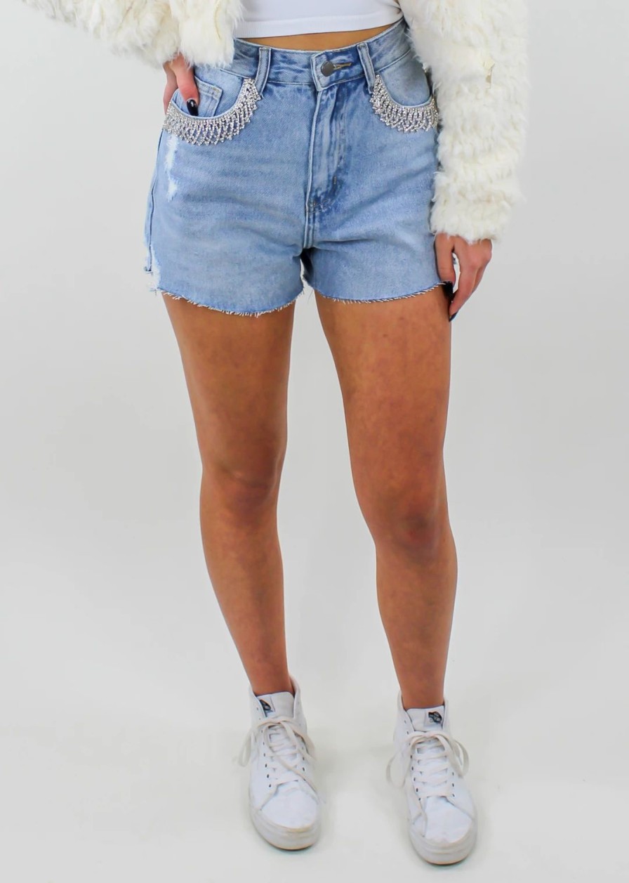 Bottoms * | Ontwelfth Bottoms Wow. Shorts Light Wash Denim