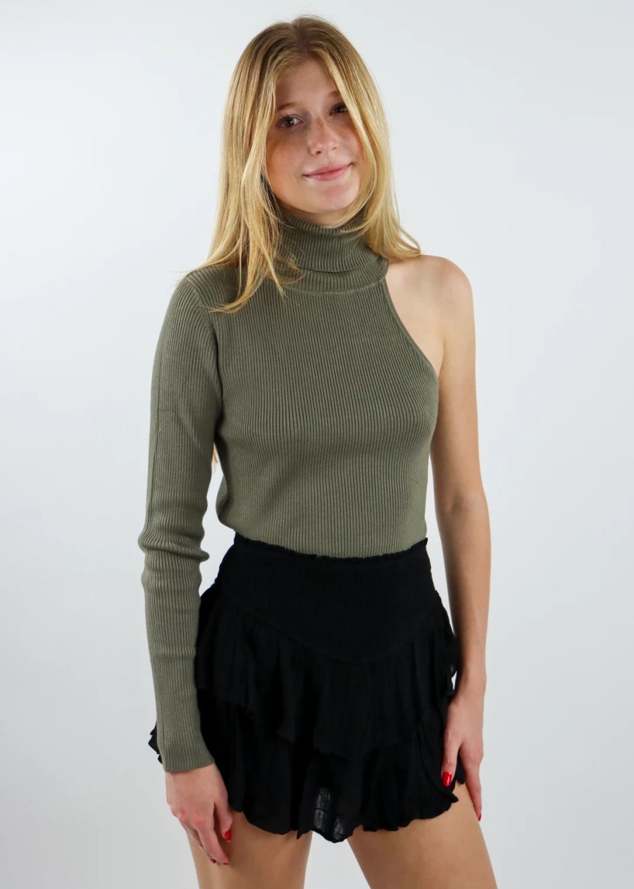 Tops * | Le Lis Tops Wait 4 U Long Sleeve Top Olive