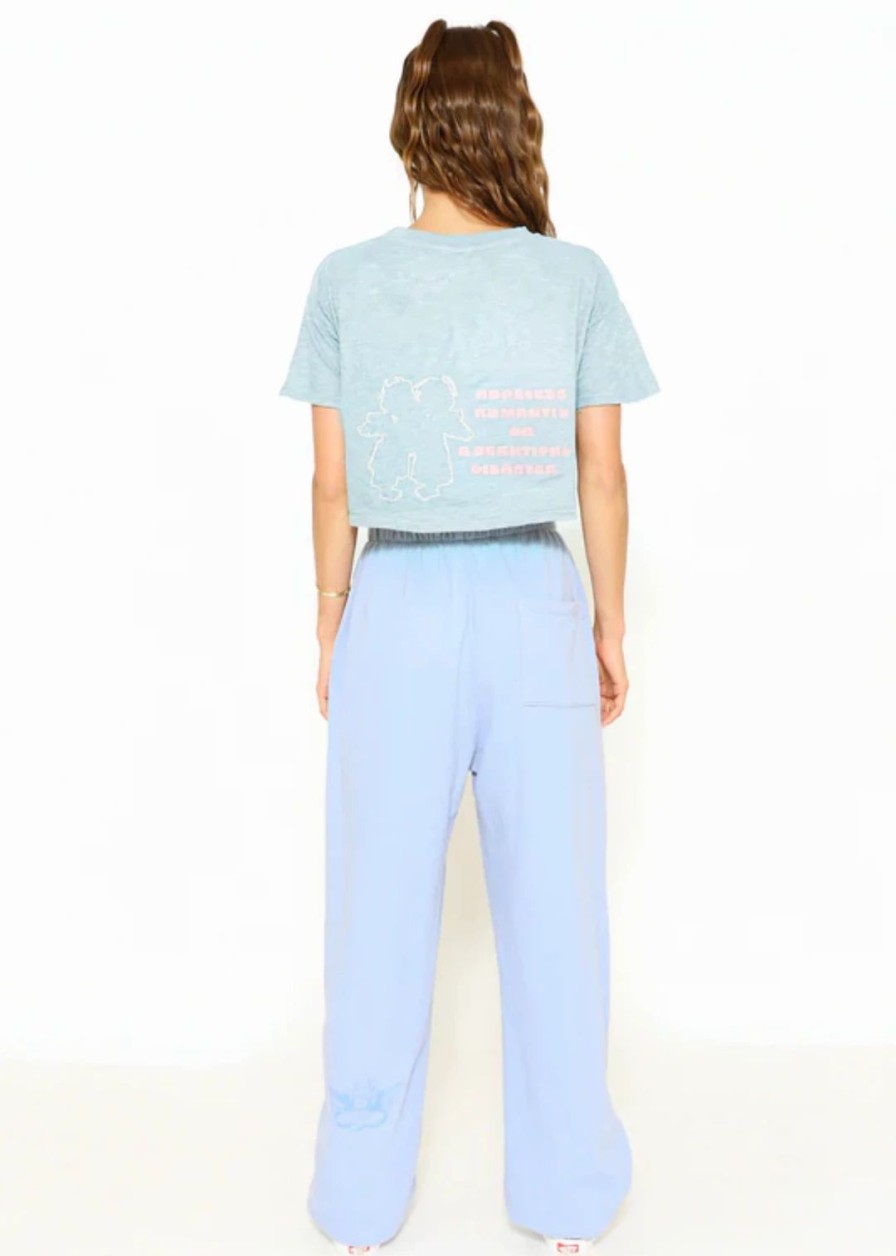 Tops * | Boys Lie Hopeless Romantic Cropped Baby Tee Baby Blue