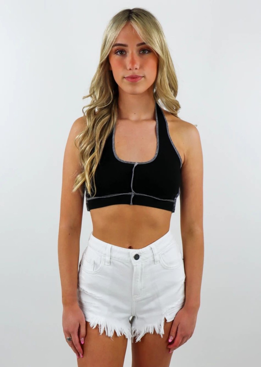 Tops * | Bailey Rose Tops Best Friend Halter Top Black