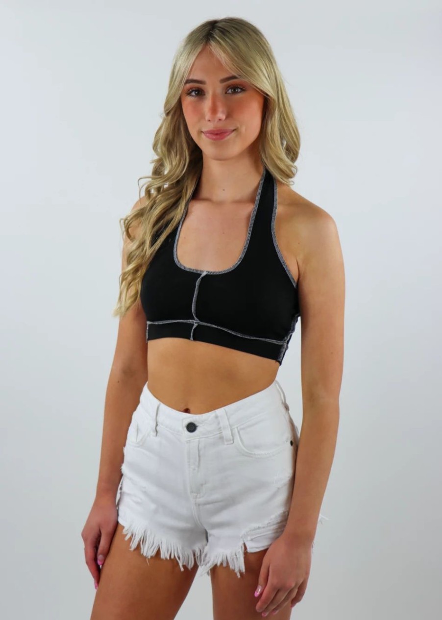 Tops * | Bailey Rose Tops Best Friend Halter Top Black