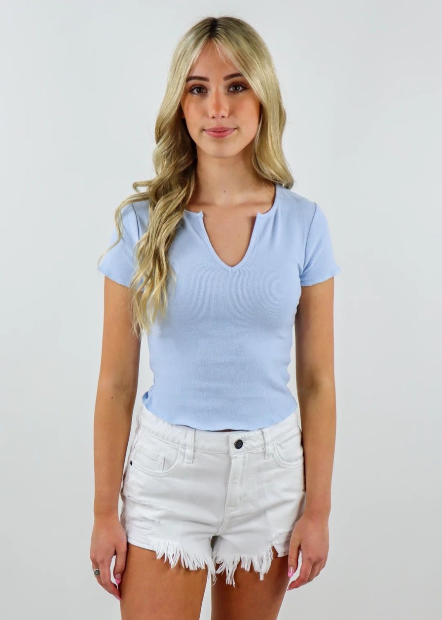 Tops * | Nia Levitating Top Baby Blue