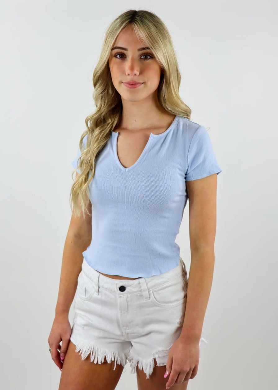 Tops * | Nia Levitating Top Baby Blue