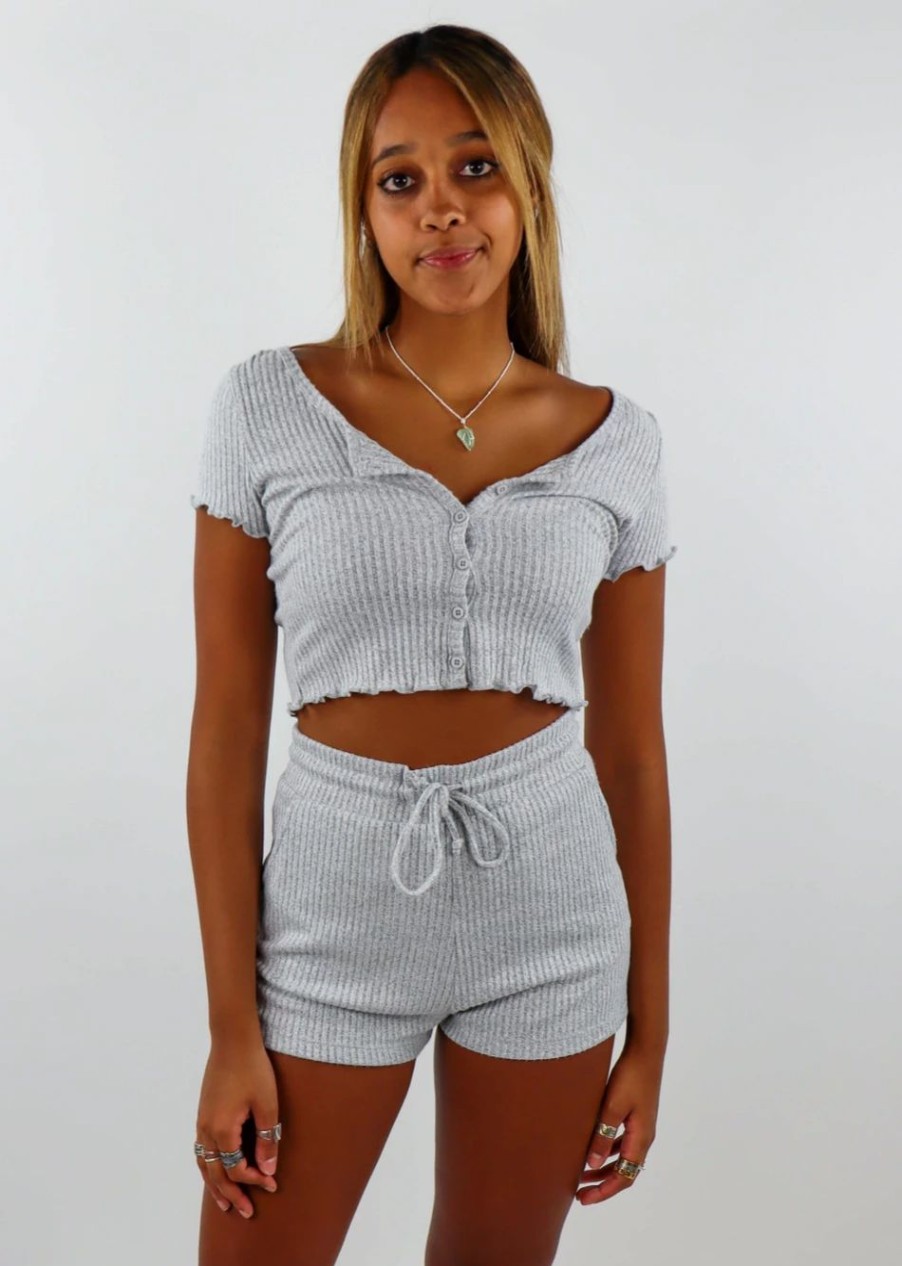 Tops * | Hyfve Tops Afterglow Set Heather Grey