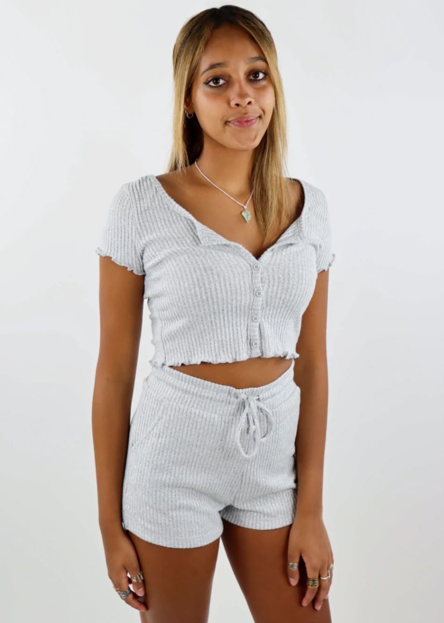 Tops * | Hyfve Tops Afterglow Set Heather Grey