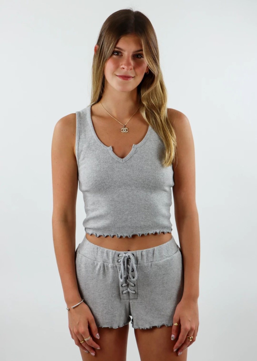 Tops * | Vintage Havana Time Gone By Tank Grey Tops