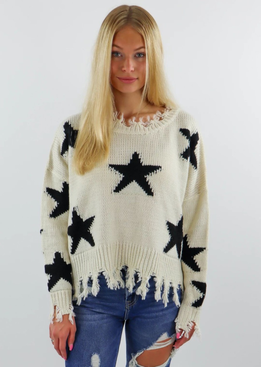 Tops * | Rock N Rags Starstruck Sweater Cream Tops