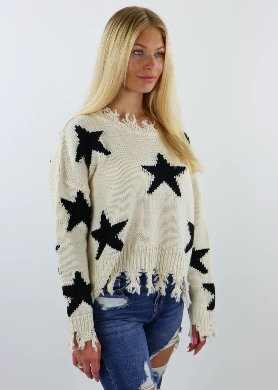 Tops * | Rock N Rags Starstruck Sweater Cream Tops