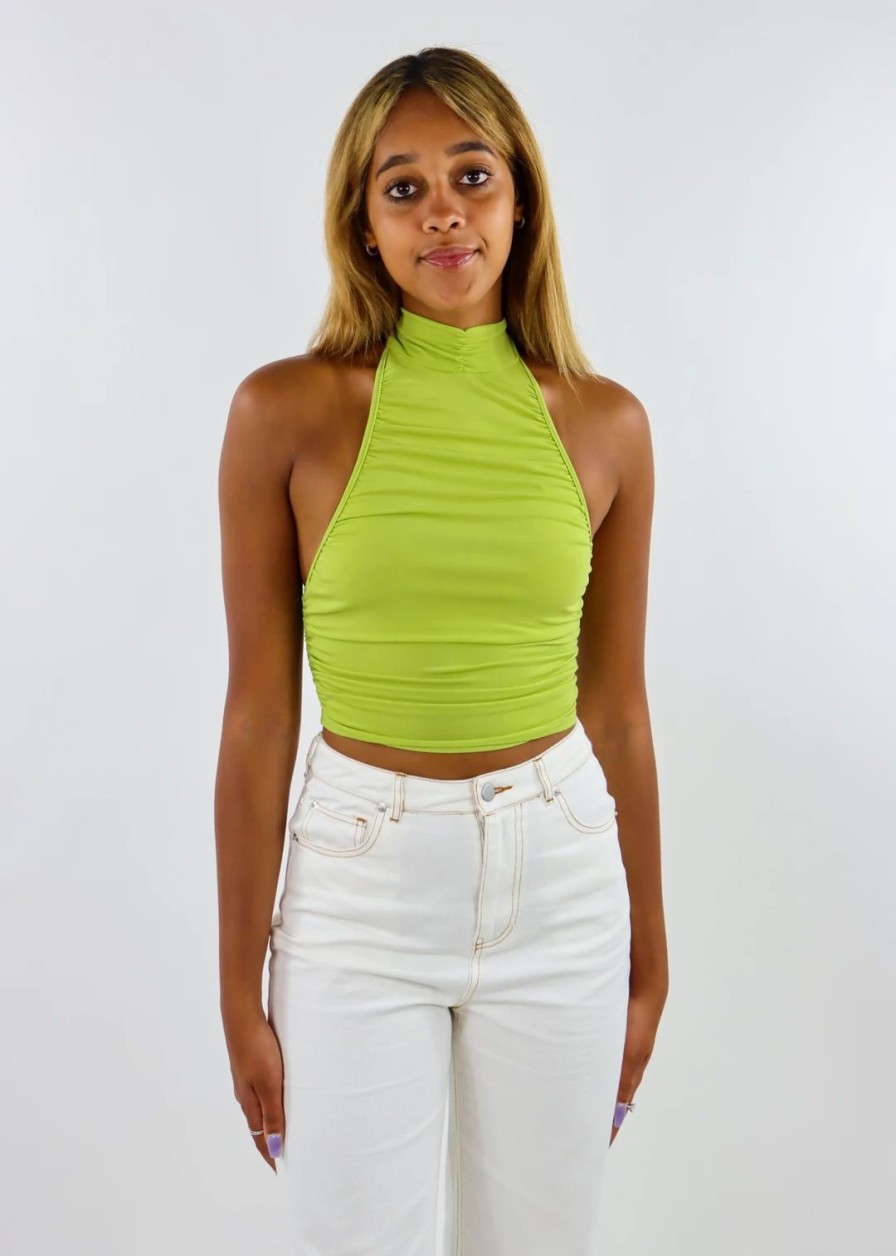 Tops * | Bailey Rose Tops Plastic Hearts Halter Top Green