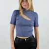 Tops * | Bailey Rose Kissing Other People Top Heather Navy Tops