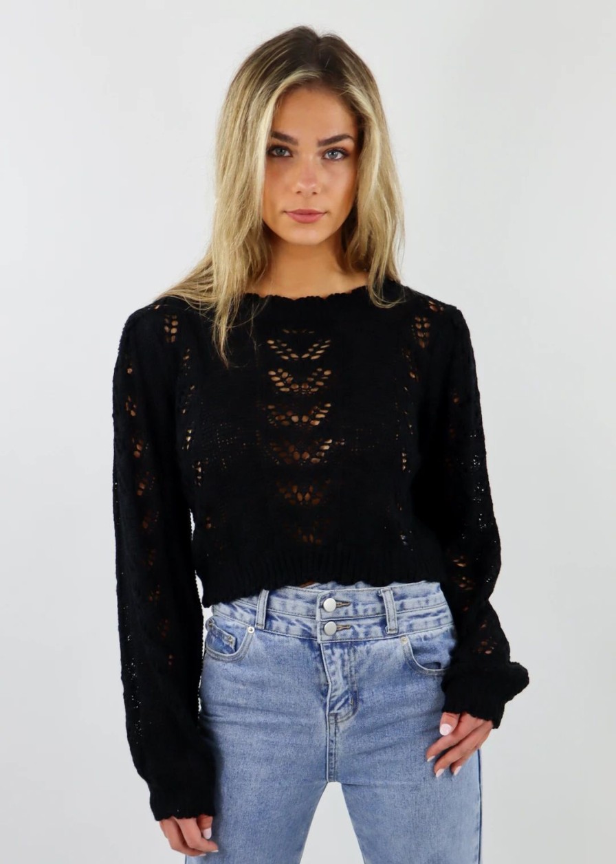 Tops * | Storia Bohemian Rhapsody Sweater Black Tops