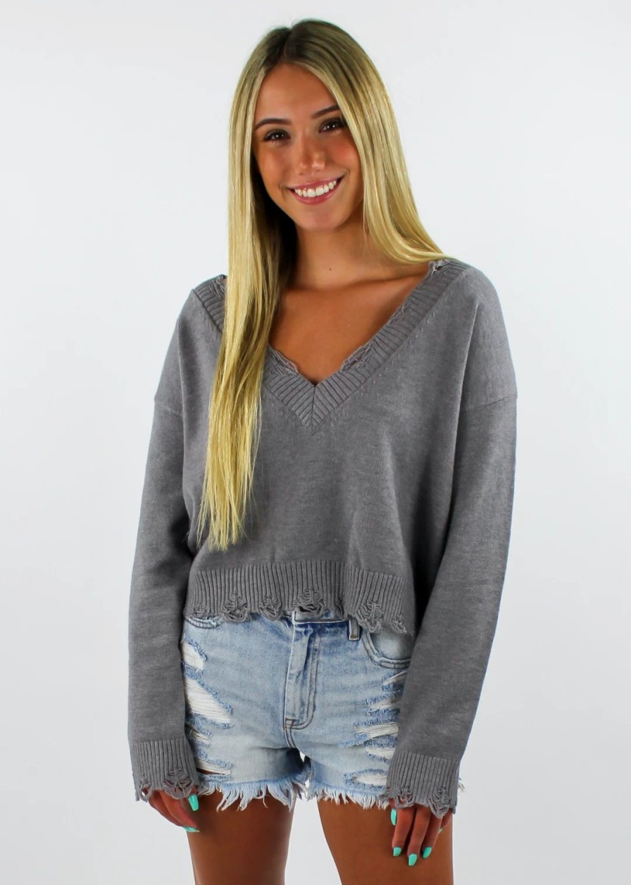 Tops * | Rock N Rags The Sweet Life Sweater Grey