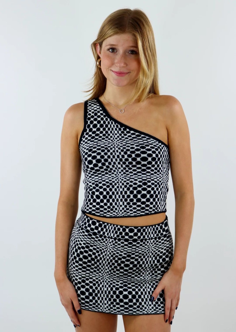 Tops * | Motel Optical Illusions Top Black & White Tops