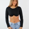 Tops * | Sky To Moon Kiss Goodnight Long Sleeve Top Black