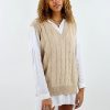 Tops * | Cotton Candy Tops Dreamer Girl Sweater Vest Tan