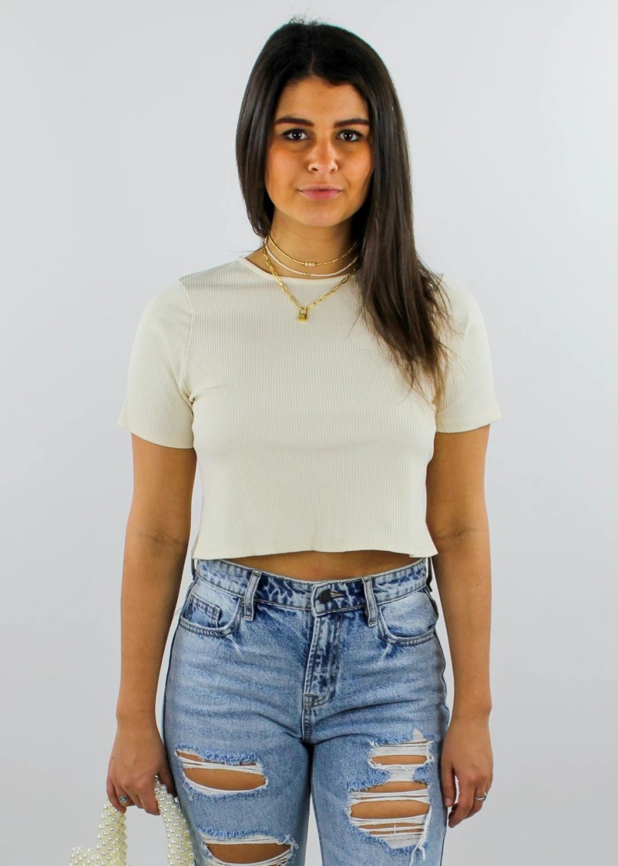 Tops * | Blue Blush Tops Vip Open Back Baby Tee Ivory