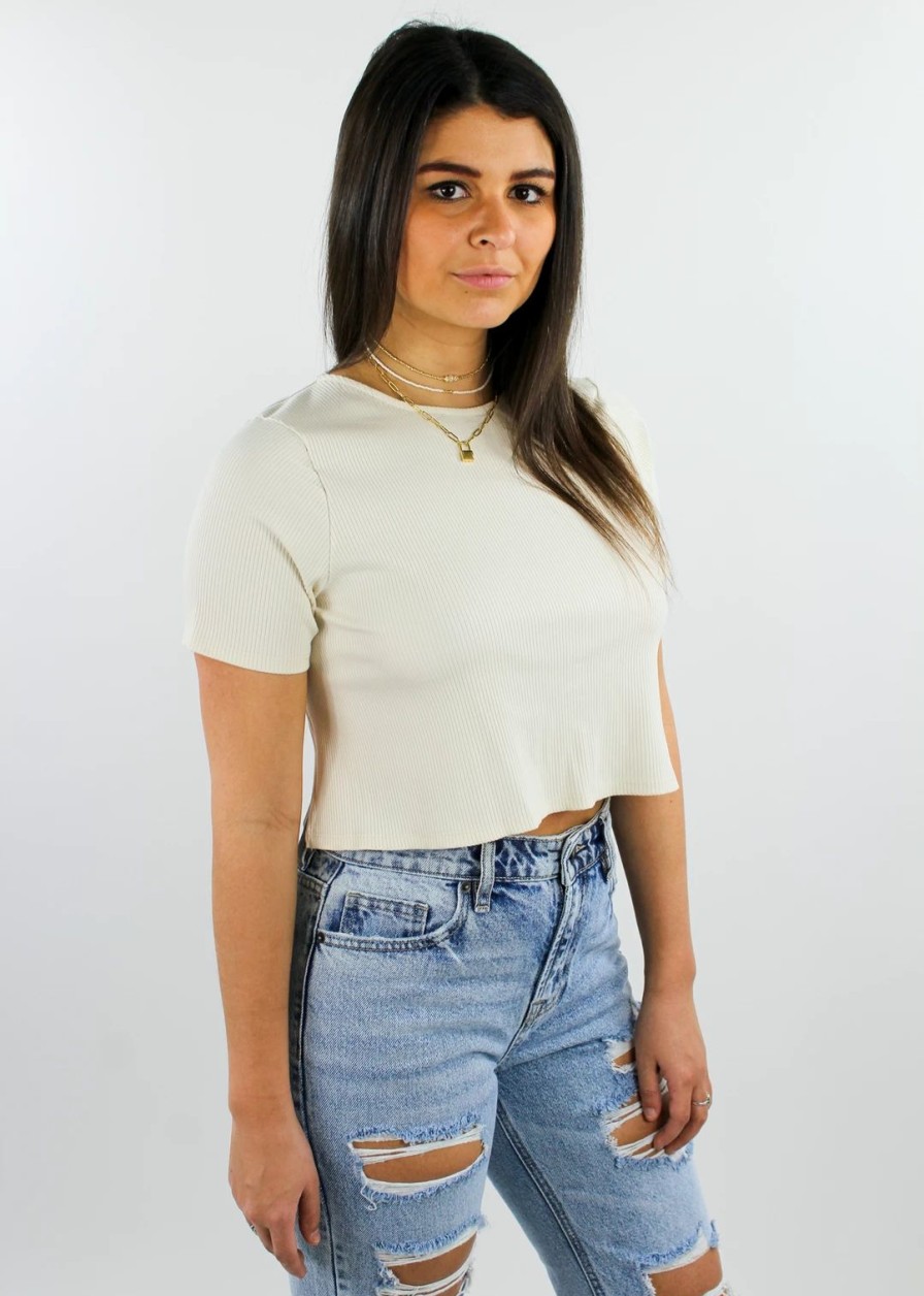 Tops * | Blue Blush Tops Vip Open Back Baby Tee Ivory