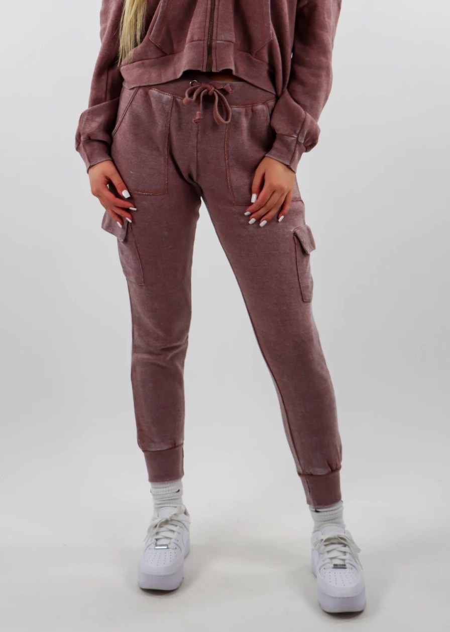 Edits * | Vintage Havana Netflix And Chill Cargo Joggers Wine Bottoms