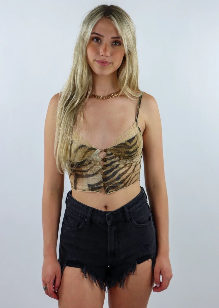 Tops * | Motel Eye Of The Tiger Top Tiger Print Tops