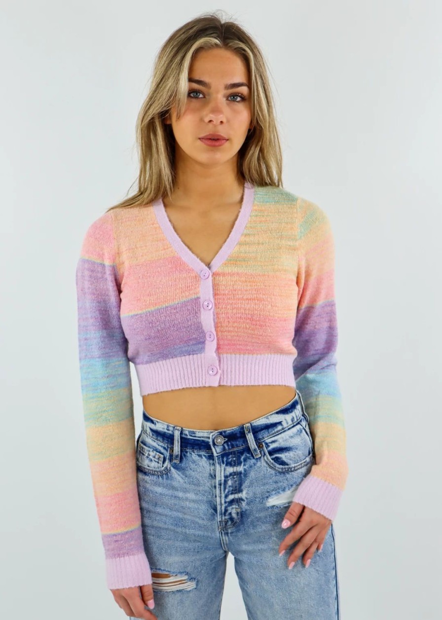 Tops * | Tic Toc Sweetener Cardigan Multi Color Tops